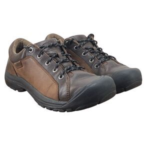 Keen Shoes Men’s Sz 12 Brown Leather Hiking Oxford Outdoor Sneakers (HF35)